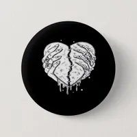Gothic Skeleton Heart Hands Retro Aesthetic Button