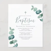 Budget Eucalyptus Greenery Baptism Invitation
