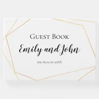 Simple Gold Geometric Lines Wedding Guest Book