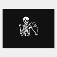 Skeleton Heart Hands Sign Halloween Costume Retro 