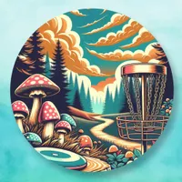 Retro Disc Golf Psychedelic Art Classic Round Sticker