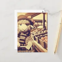 Adorable Shopping Sheep Postcard