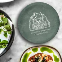 Forest Adventure Begins Quote Rustic Green Wedding Paper Plates