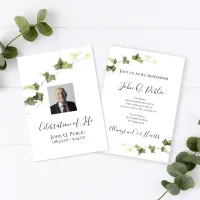 Green English Ivy Watercolor Celebration of Life Invitation