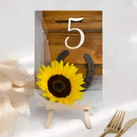 Sunflower Horseshoe Western Wedding Table Numbers