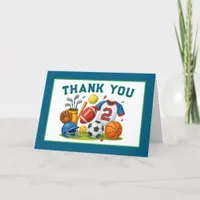 Born 2 Ball – Sports Theme Boy’s 2nd Birthday Thank You Card