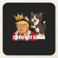 No Kings Anti Cats Funny Classic Style Square Paper Coaster