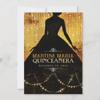 Princess Silhouette Urban Gold B'day Quinceanera Invitation