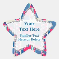 Blue PinkModern Abstract Star Label Sticker