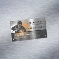 Professional Shiny Black Welding Metal Fabricator  Business Card Magnet