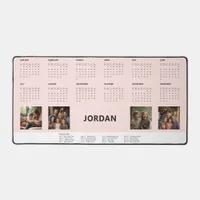 Pink Custom Name Family Collage 2024 Calendar Desk Mat