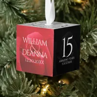 Elegant 15th Rose Wedding Anniversary Celebration Cube Ornament