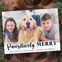 Pawsitively Merry Modern Customized Pet Dog Photo Postcard