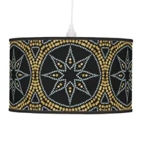 Gold & Silver Star on Black Lampshade Pendant Lamp