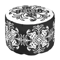 Black and White Tribal Snake   Pouf