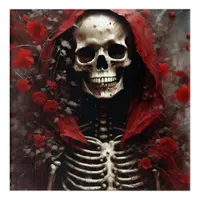 Skeleton in a Red Cape with Flowers Acrylic Print