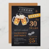 Cheers & Beers Rustic Chalkboard Any Age Birthday Invitation