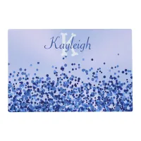 Simple Blue Brushed Metal and Glitter Monogram | Placemat