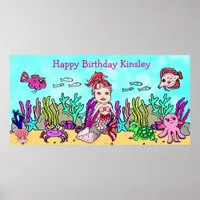 Personalied Happy Birthday Mermaid Poster