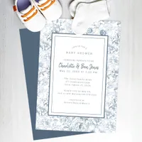 Dusty Blue Chinoiserie Baby Shower Invitation - El