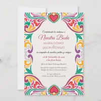 Floral Colorful Fiesta Boda Spanish Wedding Invitation