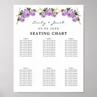 Seating Chart Gold Geometric Purple Floral Wed 60