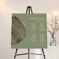 Elegant Sage Green and Gold Wedding Seating Chart Foam Board