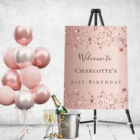 Birthday party rose gold pink stars welcome foam board