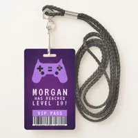 Purple Gamer VIP Pass Birthday Invitation  Badge