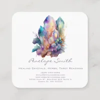 Watercolor Crystals Square Business Card