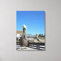 Canvas print - Pelicans on the pier