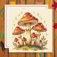 Retro Mushrooms | Vintage Colors Holiday Card