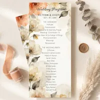 Boho Neutral Peach Watercolor Floral Wedding Program