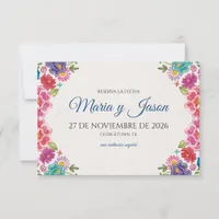 Colorful Floral Botanical Fiesta Spanish Wedding Save The Date