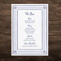 Navy Blue Quirky Playful Hand Drawn Wedding Bar Menu