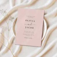 Boho Chic Bohemian Blush Pink Calligraphy Wedding Invitation