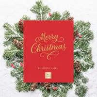 Red gold script business logo Christmas Flyer