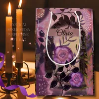 Mystical Mixed Media Floral Archway Purple Pink Medium Gift Bag