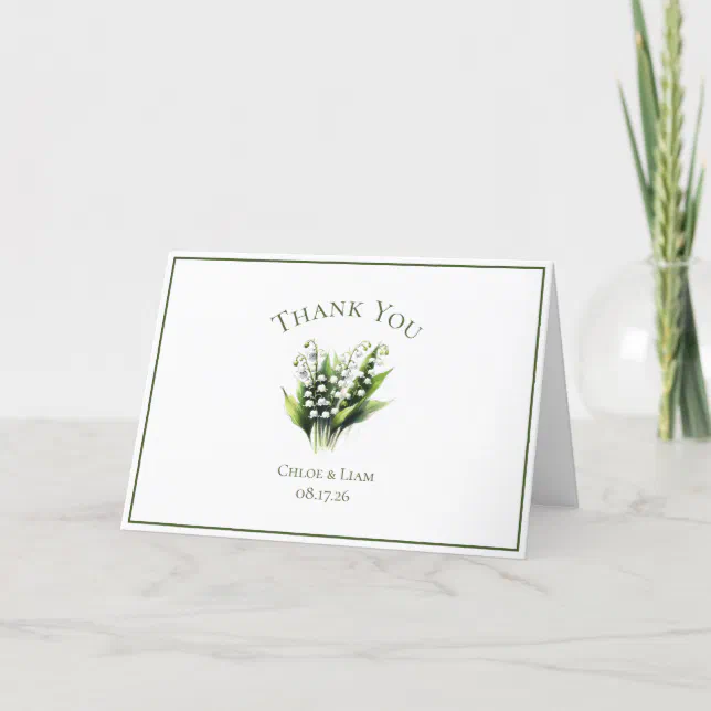 Elegant Lily of the Valley Flower Wedding  Thank You Card