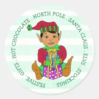 Hand drawn Festive Whimsical Christmas Elf Classic Round Sticker