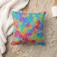 Colorful rainbow floral pattern throw pillow