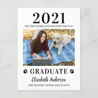 Funny Photo Home School Dog Class Of 2021 Graduate Announcement Postcard