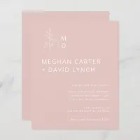 Budget Blush Botanical Monogram Wedding Invitation