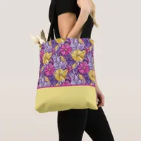 Stained Glass Abstract Purple Yellow Pink Tote Bag