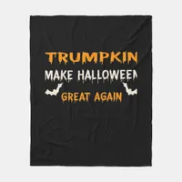 Halloween Trumpkin Funny Make Halloween Great Agai Fleece Blanket