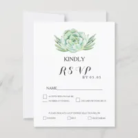 watercolor celadon succulent wedding rsvp