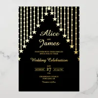Star Garland Elegant Black Gold Foil Wedding Invitation
