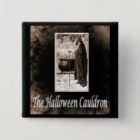 Vintage Halloween Cauldron Pinback Button