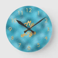 Blue ocean custom logo image business round clock