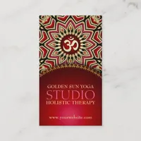 Golden OM Sun Yoga Reiki Red Business Cards